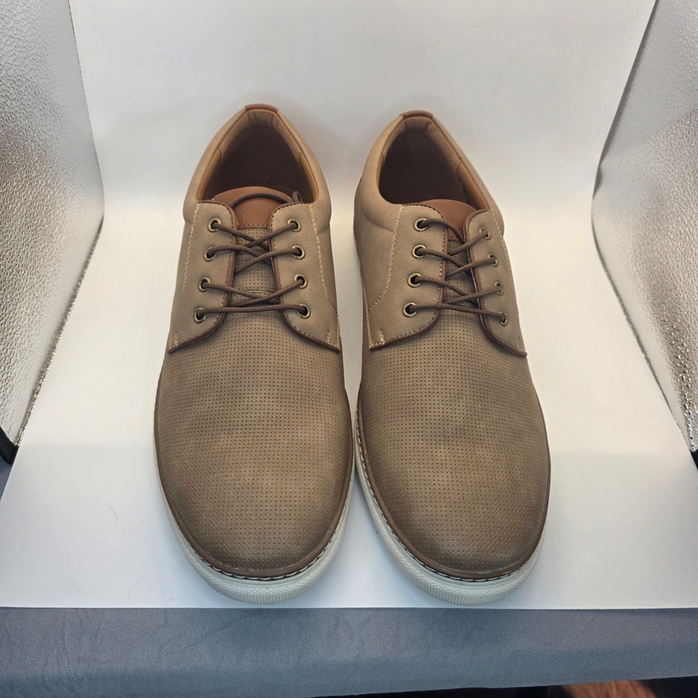 SM New York Barnett Mens Size 13 Tan‎ Perforated Lace Up Fashion dress shoes